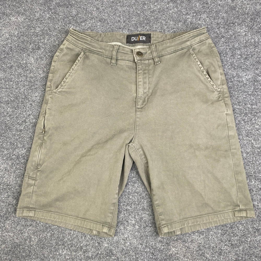 DU/ER Performance Shorts Mens 30 Olive Green Stretch Tencel Chino MSTSW132